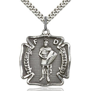 St. Florian Sterling Silver Fireman Badge (Medium)