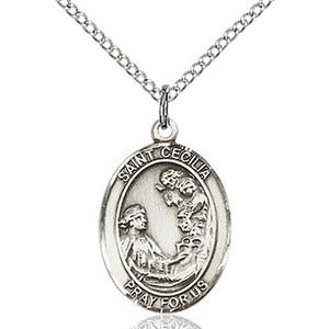 St. Cecilia Sterling Silver Oval Medal