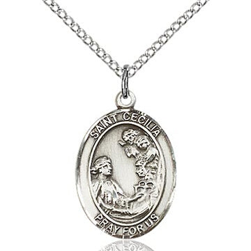 St. Cecilia Sterling Silver Oval Medal