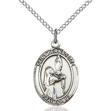 St. Bernadette Sterling SIlver Oval Medal