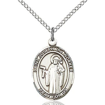 St. Joseph the Worker Sterling Silver Oval Medal