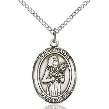 St. Agatha Sterling Silver Oval Medal