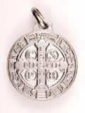 St. Benedict Large Sterling Silver Medal w/Crystals