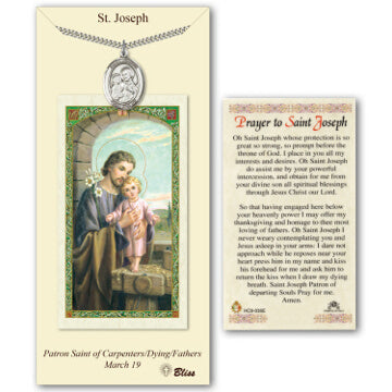 St. Joseph Pewter Medal with Prayer Card and Chain
