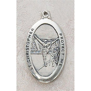 Oval St. Christopher Football Sterling Silver Medal