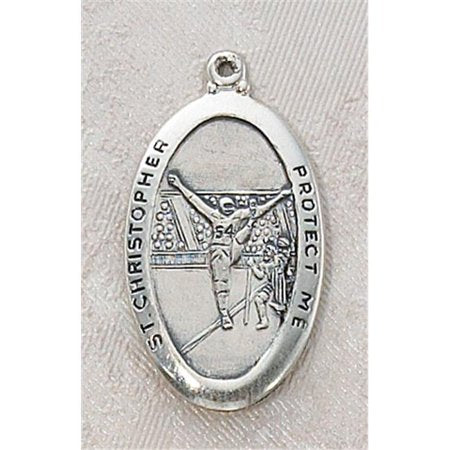 Oval St. Christopher Football Sterling Silver Medal