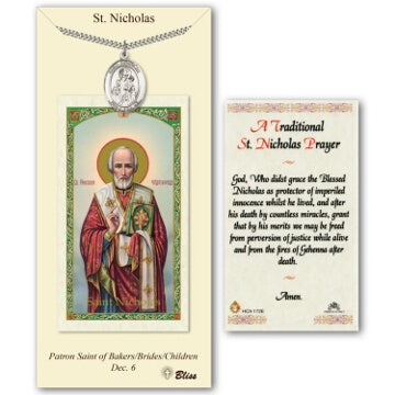 St. Nicholas Pewter Medal with Prayer Card