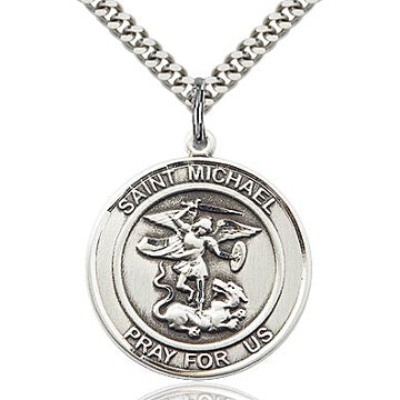 St. Michael Round Sterling Silver Medal