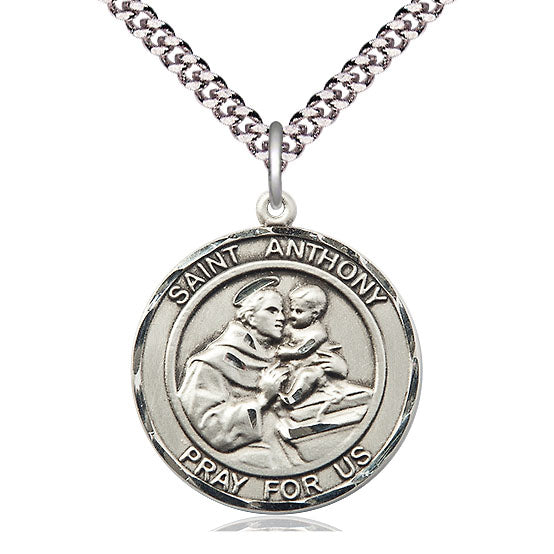 St. Anthony Large Round Sterling Silver Medal