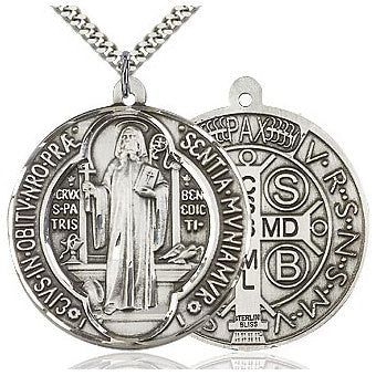 St. Benedict Sterling Silver Round Medal