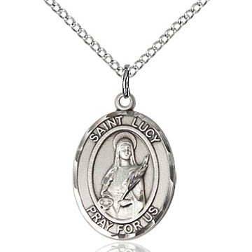 St. Lucy Oval Sterling Silver Medal