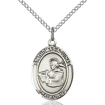 St. Thomas Aquinas Sterling Silver Oval Medal