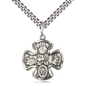 Small Sterling Silver 5-Way Medal Cross