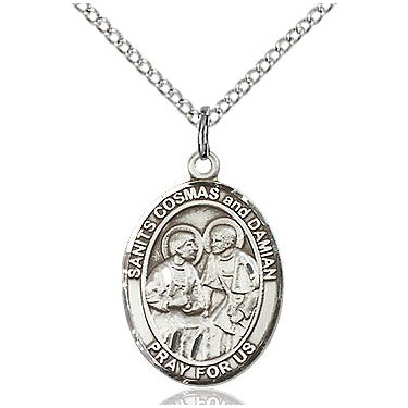 Sts. Cosmas and Damian Sterling Silver Oval Medal