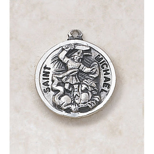 St. Michael Large Sterling Silver Round Medal