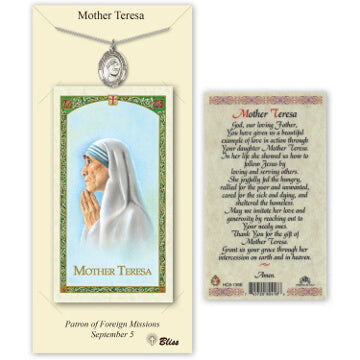 St. Mother Teresa Pewter Medal with Prayer Card
