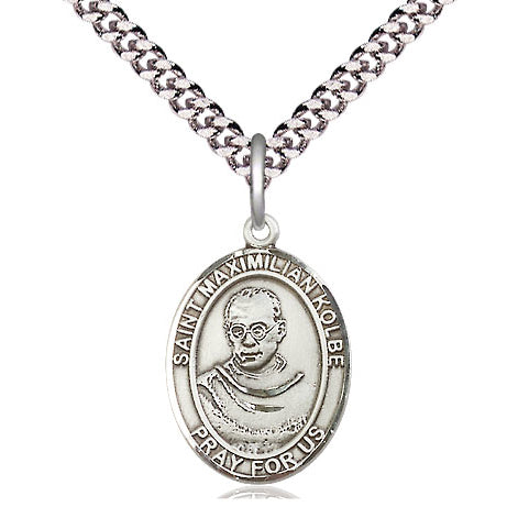St. Maximilian Kolbe Sterling Silver Oval Medal