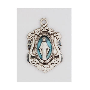 Sterling Silver Blue Enameled Miraculous Medal