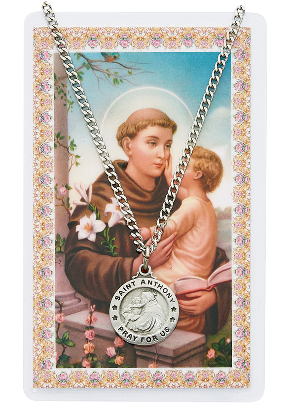 St. Anthony Pewter Medal and Prayer Card