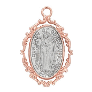 Rose Gold and Sterling Silver Our Lady of Guadalupe Medal