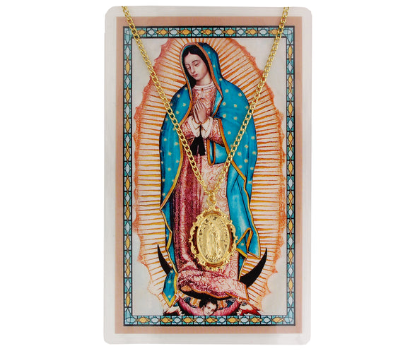 Gold-Toned Our Lady of Guadalupe Medal and Prayer Card