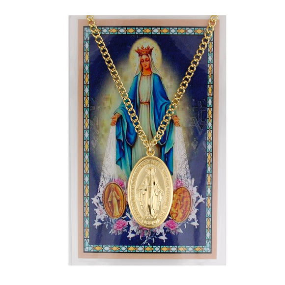Gold-Toned Miraculous Medal and Prayer Card