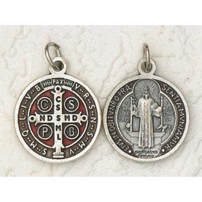 Large St. Benedict Enameled Medal Necklace