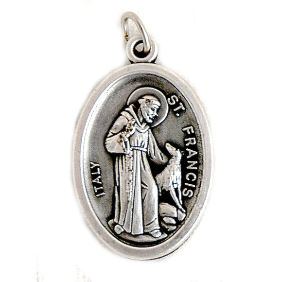 St. Francis with Wolf Oxidized Medal