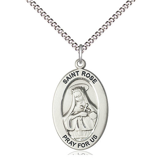 St. Rose Sterling Silver Oval Medal