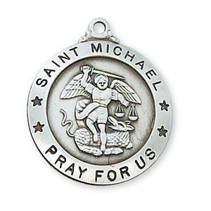 Large Round Sterling Silver Saint Michael