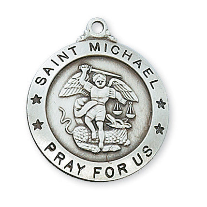Large Round Sterling Silver Saint Michael