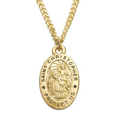 Saint Christopher Oval Gold Plated Medal