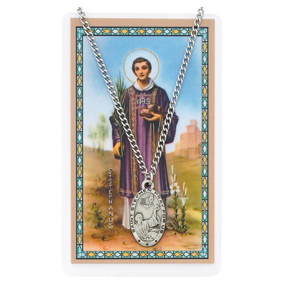 St. Stephen Pewter Medal and Prayer Card