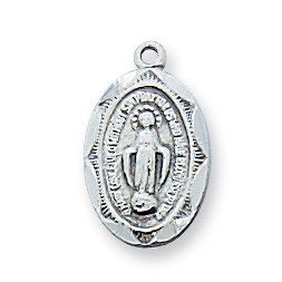 Sterling Silver Miraculous Medal with 13" Chain