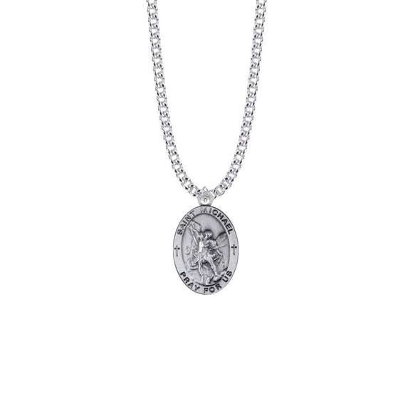 Oval St. Michael Sterling Silver Medal