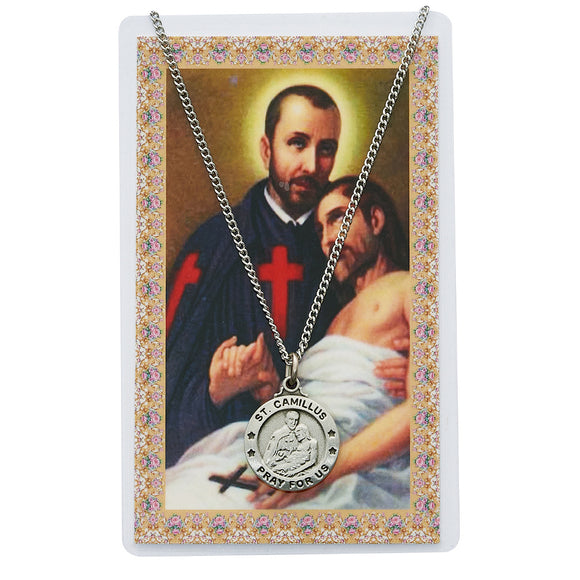 St. Camillus Pewter Medal and Prayer Card