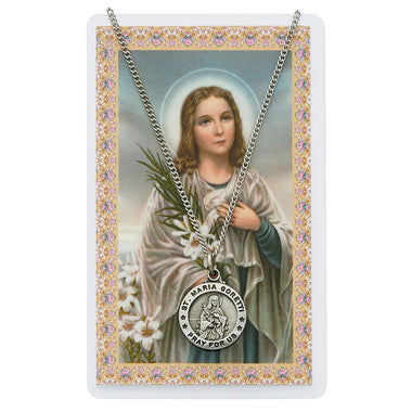 St. Maria Goretti Pewter Medal and Prayer Card