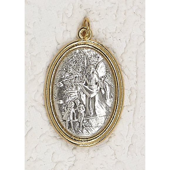 Two Tone Guardian Angel Medal