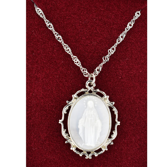 Mother of Pearl Miraculous Medal Necklace