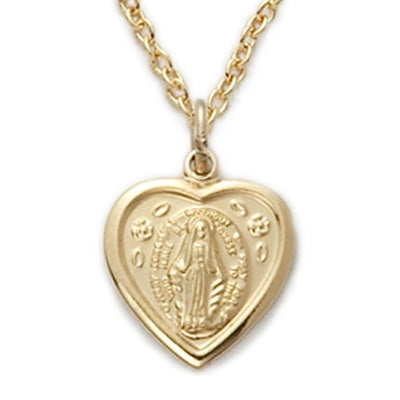 Gold Filled Heart Shaped Miraculous Medal