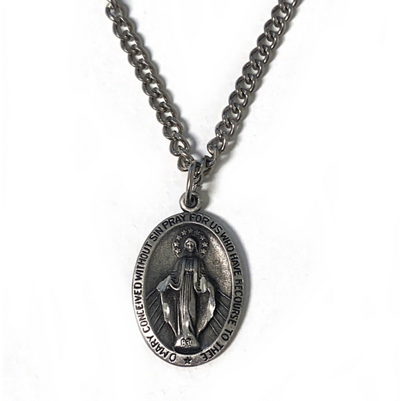 Fine Pewter Miraculous Medal on 24