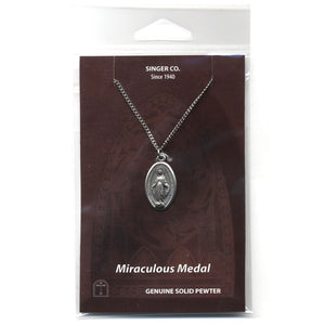 Miraculous Pewter Medal with 24" Chain
