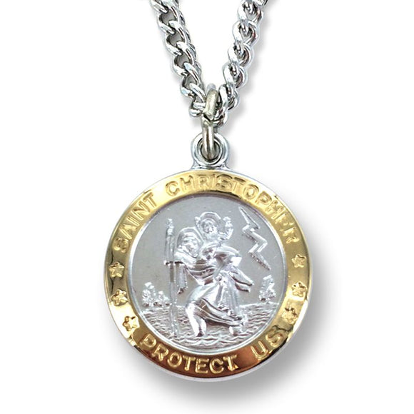 Small 2-Tone Saint Christopher Medal