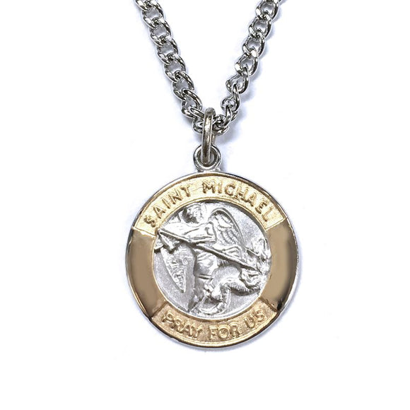 Small 2-Tone Saint Michael Medal