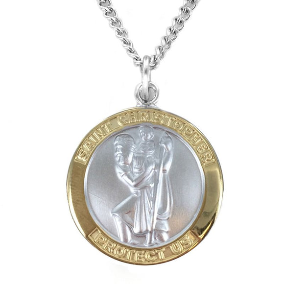 Large 2-Tone Saint Christopher Medal