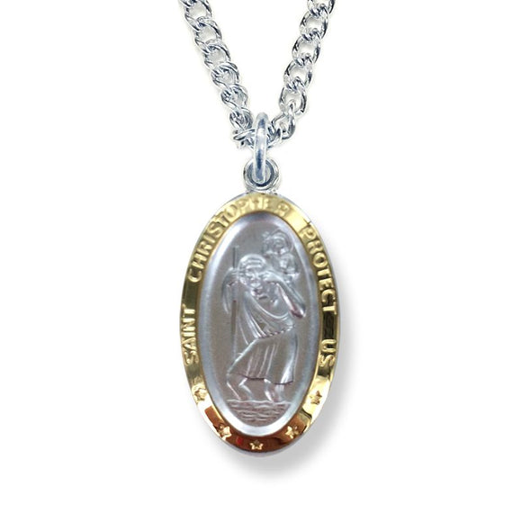 Oval Two Tone Saint Christopher Medal