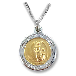 Round Two Tone Guardian Angel Medal