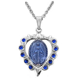 Blue Enamel Heart Miraculous Medal