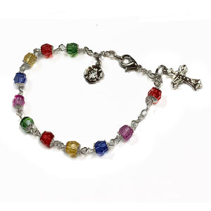 Multi-Color Crystal Rosary Bracelet