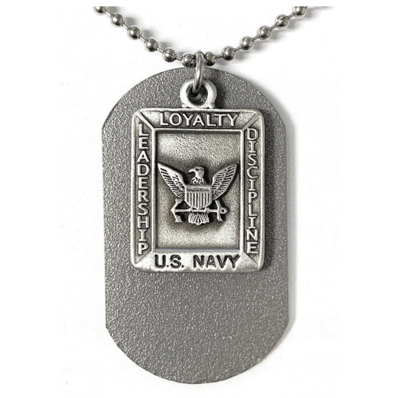 St. Michael Pewter Navy Dog Tag Necklace